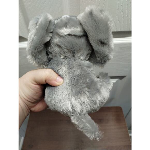 Goffa Elephant 7" Gray Stuffed Animal Cream Ribbed Ears Paws Plush Toy - Picture 3 of 7